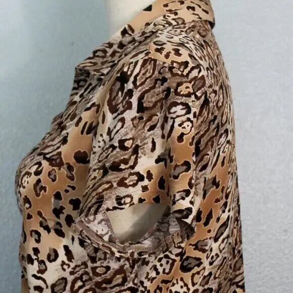 Vintage E.K. Designs Leopard Animal Print Spandex Blend Blouse Size M - Picture 7 of 12